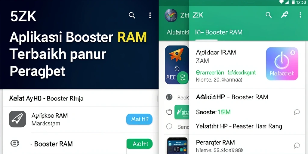 Tampilan antarmuka aplikasi 5ZK yang sederhana dan efektif untuk Booster RAM.
