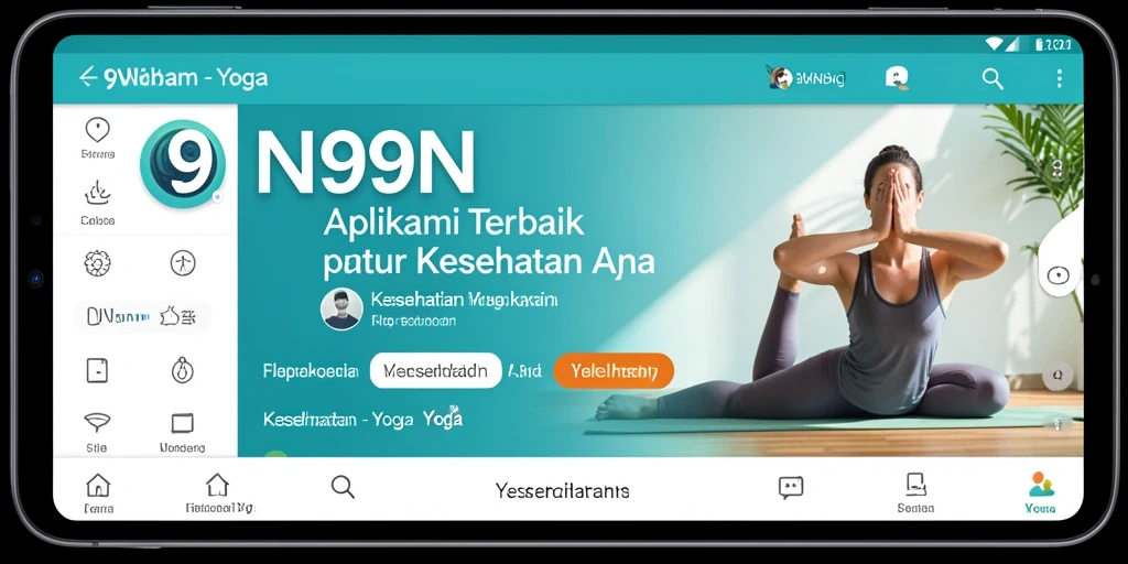 Antarmuka aplikasi 9N9N menampilkan sesi yoga interaktif.