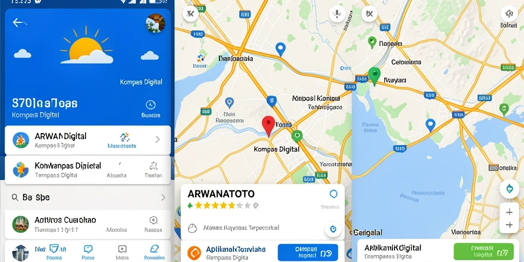 Tampilan antarmuka ARWANATOTO dengan fitur Kompas Digital yang menarik.