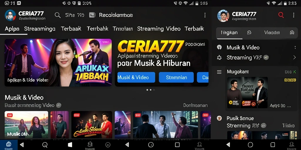 Antarmuka pengguna CERIA777 yang menarik dan fungsional untuk streaming video.