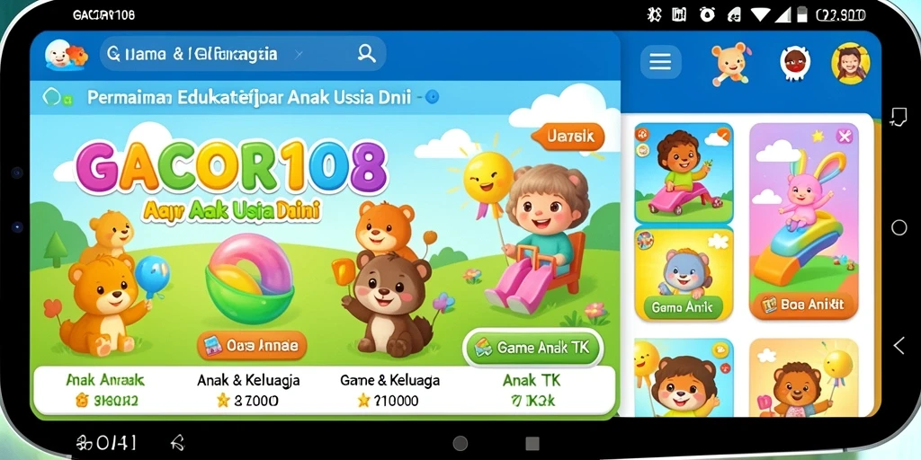 Tampilan antarmuka GACOR108 yang ceria dan interaktif.