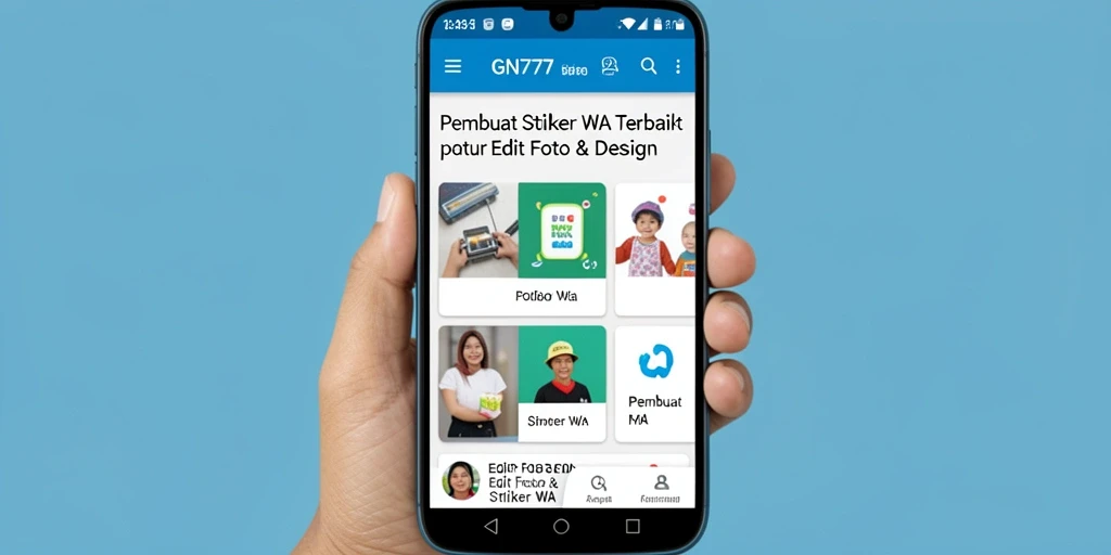 Antarmuka GN777 saat membuat stiker yang menarik.