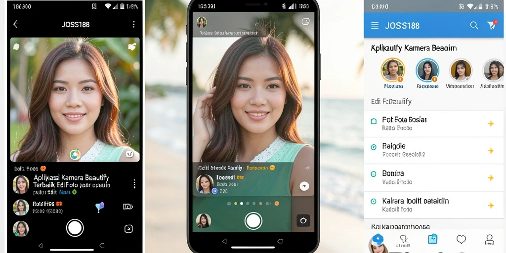 Antarmuka JOSS188 menampilkan berbagai opsi edit untuk mempercantik foto.