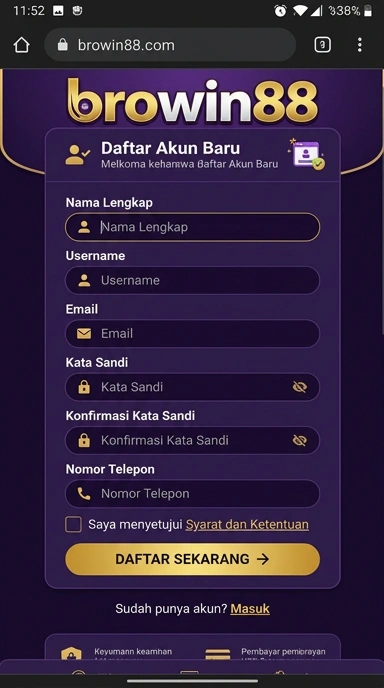 Panduan Registrasi Akun baru di browin88